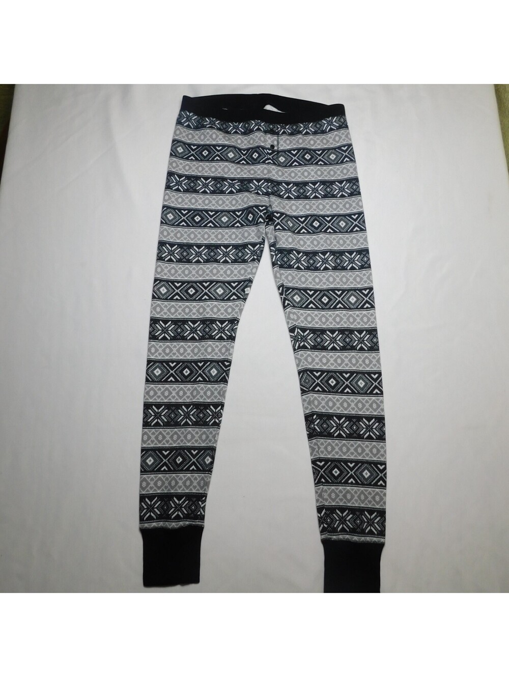 Old Navy Pajama Pants Medium M Black Grey Fair Isle Thermal Waffle Pajamas Loung